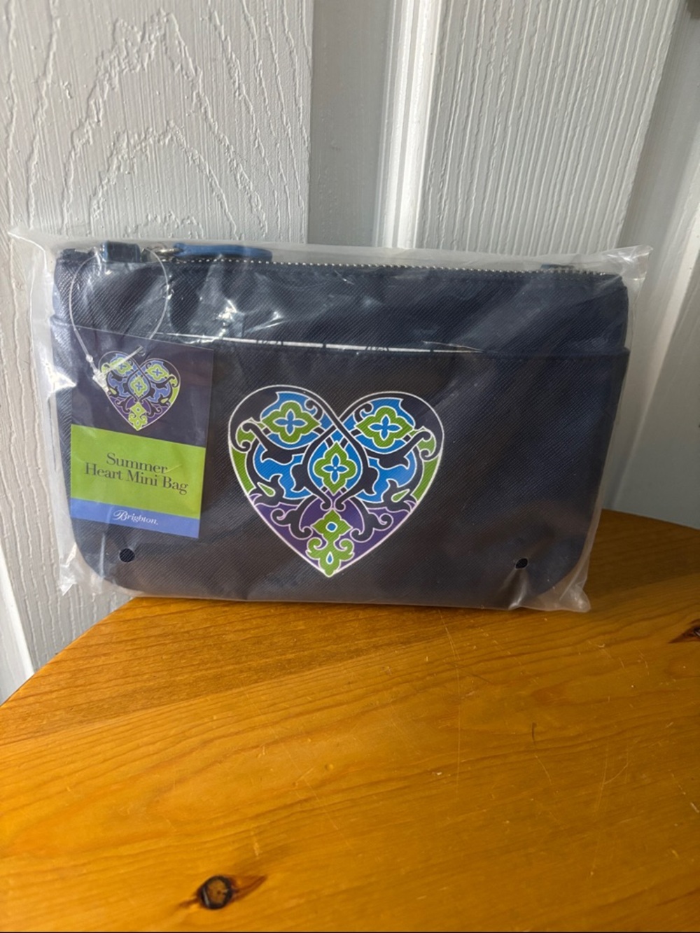 Brighton Navy Wallet with Colorful Heart Motif NWT